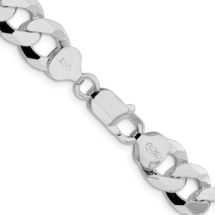 Buy Stylish Rhodium-Plated Sterling Silver 10.6mm Beveled Curb Chain - Affordable Elegance-3