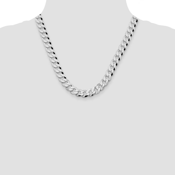 High-Quality Rhodium-Plated Sterling Silver 10.6mm Curb Chain - Stylish Value!-4