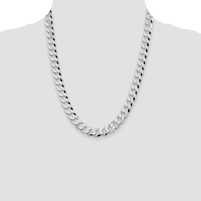 Buy Stylish Rhodium-Plated Sterling Silver 10.6mm Beveled Curb Chain - Affordable Luxury-4