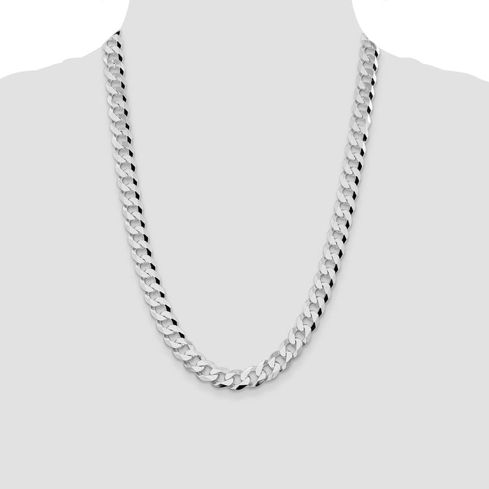 Buy Stylish Rhodium-Plated Sterling Silver 10.6mm Curb Chain - Affordable Luxury-4