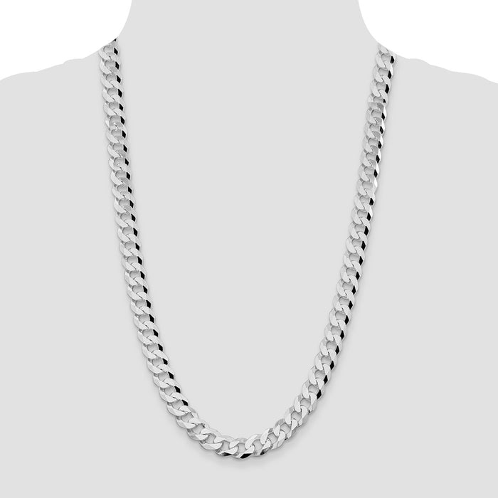 Buy Stylish Rhodium-Plated Sterling Silver 10.6mm Beveled Curb Chain - Affordable Elegance-4