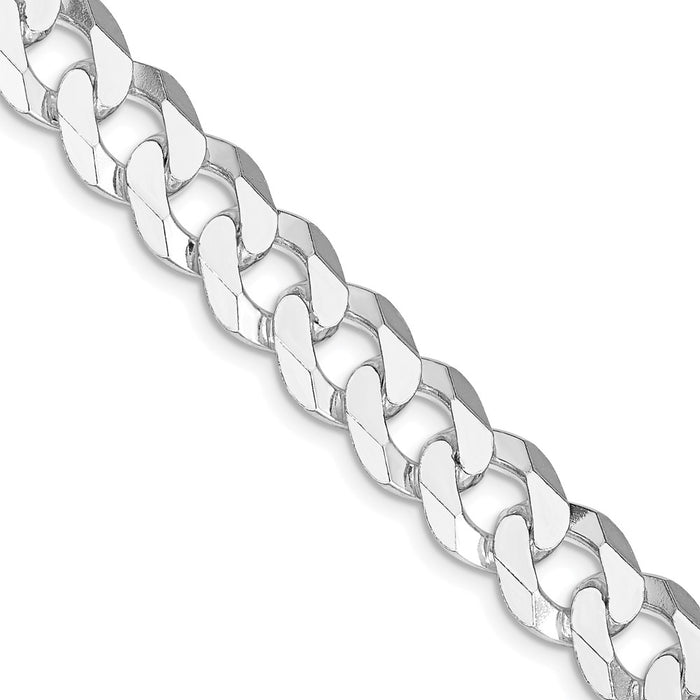High-Quality Rhodium-Plated Sterling Silver 10.6mm Curb Chain - Stylish Value!-1