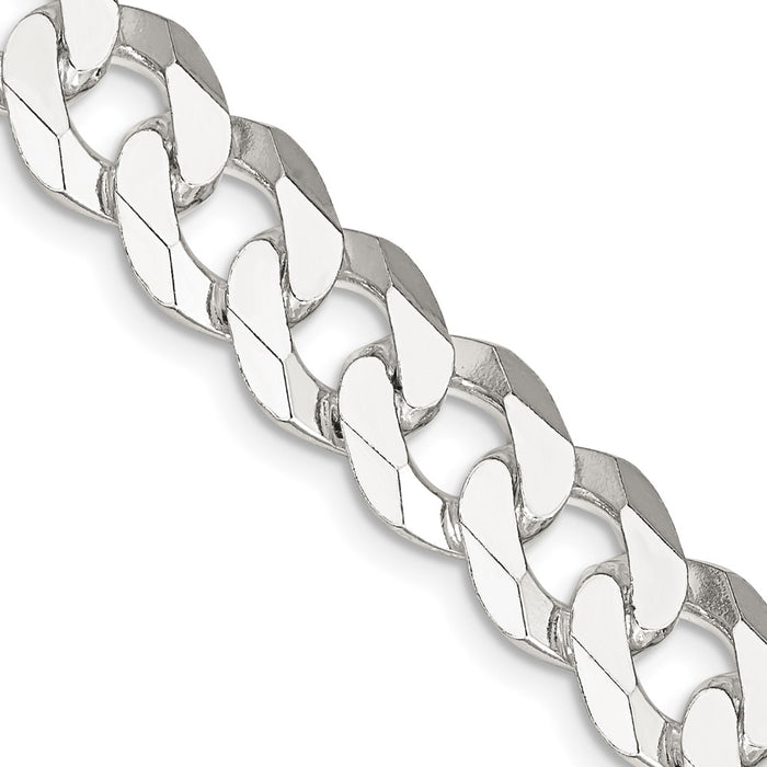 Buy 10.6mm Beveled Curb Chain in Sterling Silver - Stylish & Affordable Jewelry-1
