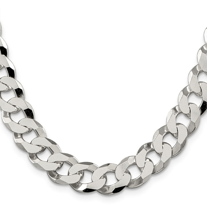 High-Quality 12.3mm Beveled Curb Chain in Sterling Silver | Stylish Value!-2