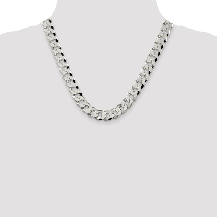 Buy Stylish 12.3mm Beveled Curb Chain in Sterling Silver - Affordable Luxury!-4