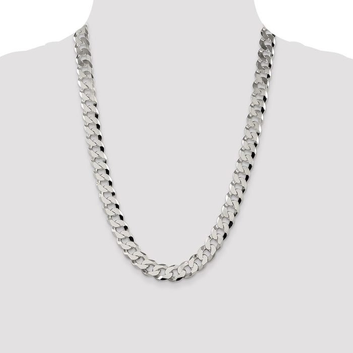 High-Quality 12.3mm Beveled Curb Chain in Sterling Silver | Stylish Value!-4