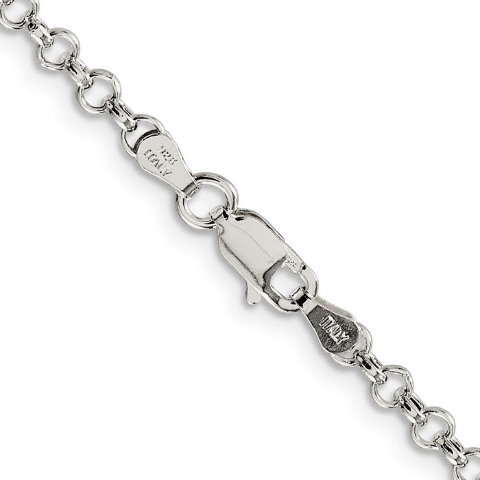 Buy Stylish 3mm Semi-Solid Rolo Chain in Sterling Silver - High Quality Value-3