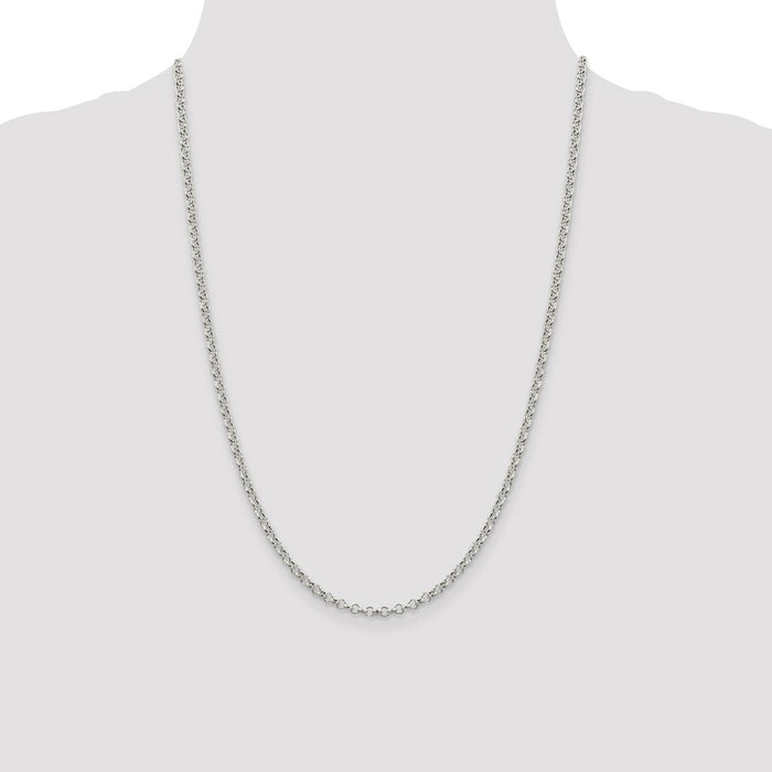 Buy Stylish 3mm Semi-Solid Rolo Chain in Sterling Silver - High Quality Value-4