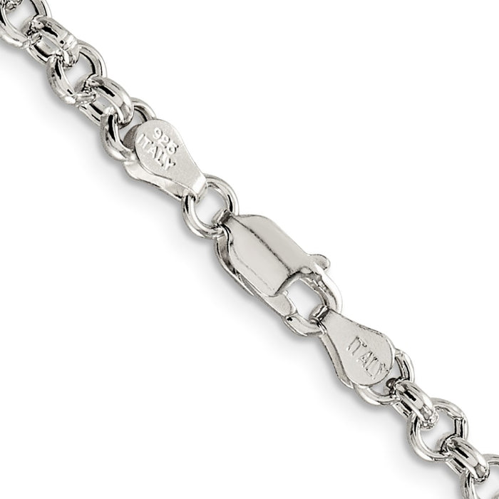 Buy Stylish 4.25mm Sterling Silver Semi-Solid Rolo Link Chain - Luxury Value!-3