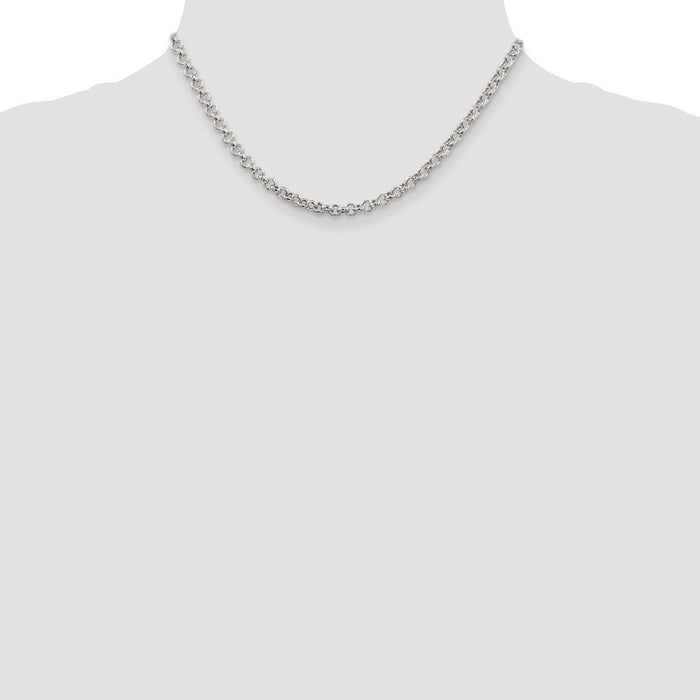 Buy Stylish 4.25mm Sterling Silver Semi-Solid Rolo Link Chain - Luxury Value!-4