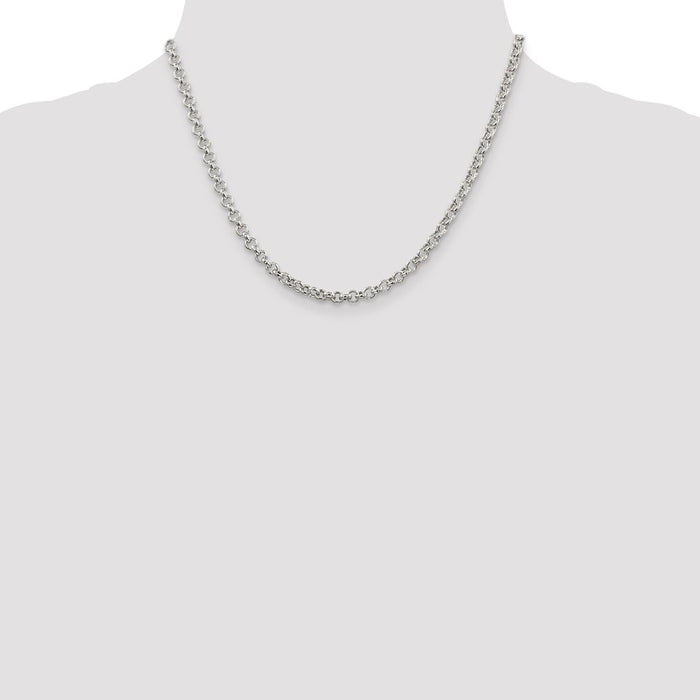 Buy Stylish 4.25mm Semi-Solid Rolo Link Chain in High-Quality Sterling Silver-4