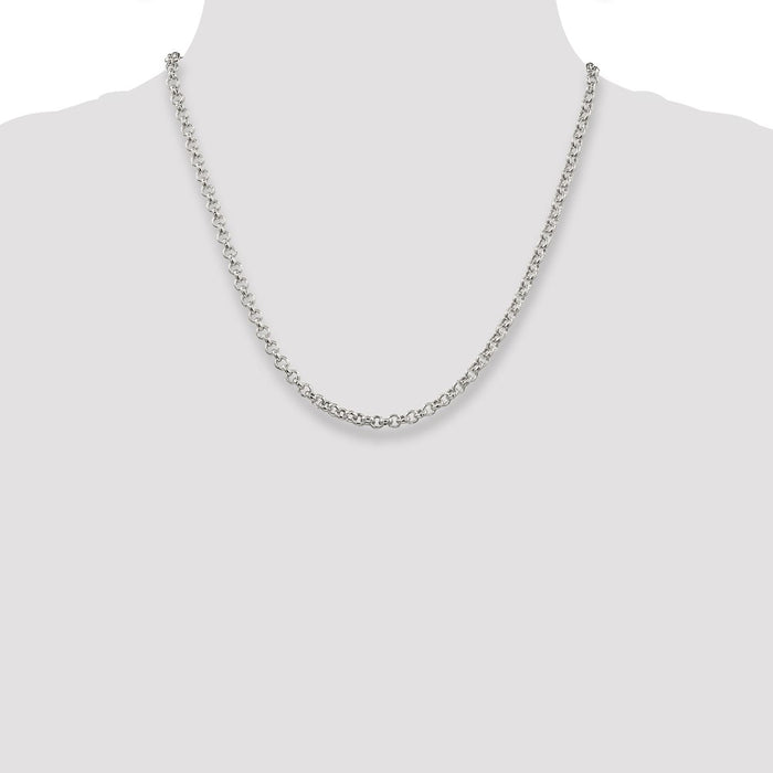 Buy Stylish 4.25mm Semi-Solid Sterling Silver Rolo Link Chain - High Quality-4