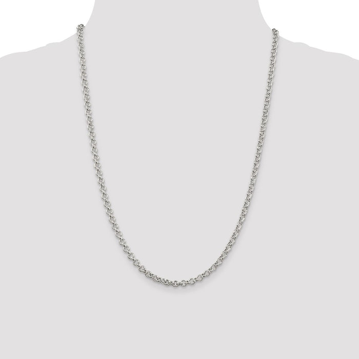 Order Stylish 4.25mm Sterling Silver Semi-Solid Rolo Link Chain - Luxury Value-4