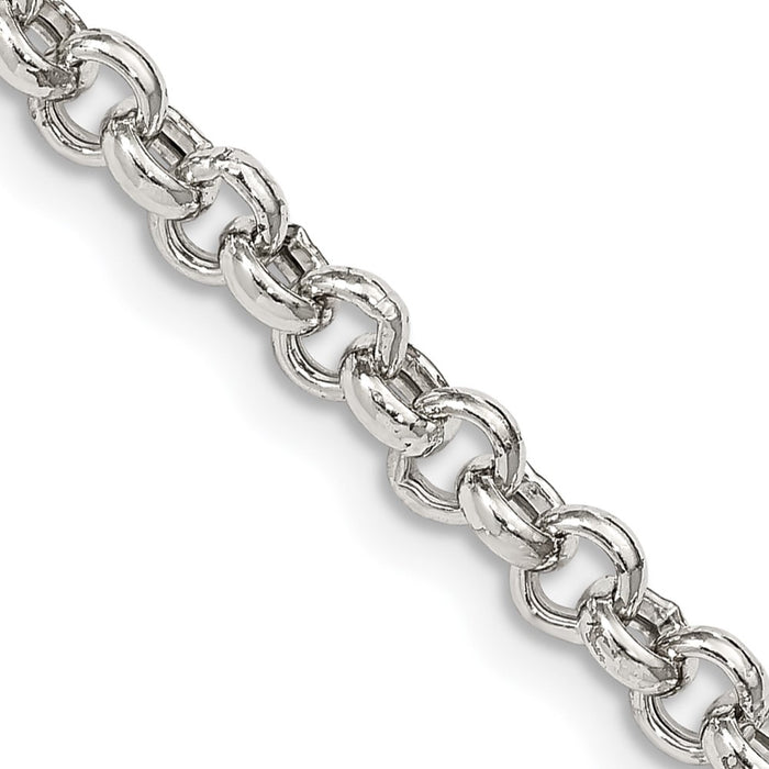 Buy Stylish 4.25mm Semi-Solid Sterling Silver Rolo Link Chain - High Quality-1