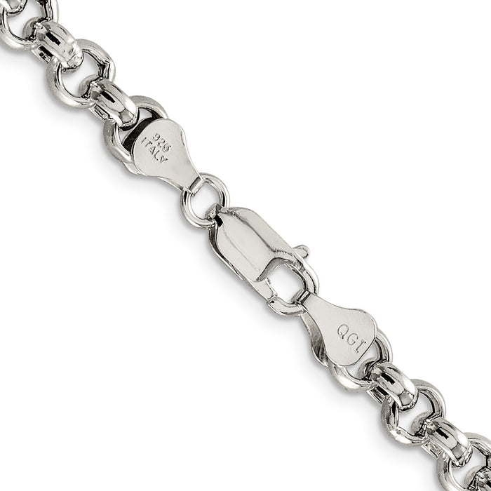 Buy Stylish 6.5mm Semi-Solid Rolo Link Chain in High-Quality Sterling Silver-3