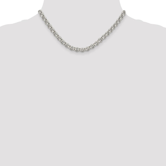 Buy Stylish 6.5mm Semi-Solid Sterling Silver Rolo Link Chain - Luxury Value-4
