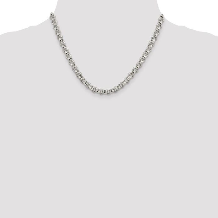 Buy Stylish 6.5mm Semi-Solid Rolo Link Chain in High-Quality Sterling Silver-4