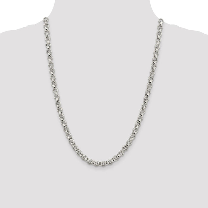 Buy Stylish 6.5mm Sterling Silver Semi-Solid Rolo Link Chain - Affordable Luxury-4