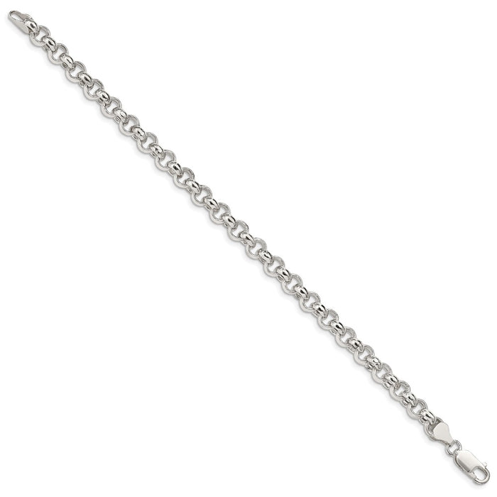 High-quality 6.5mm Semi-Solid Rolo Link Chain in Sterling Silver - Stylish Value!-2