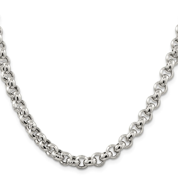 Order Stylish 7.75mm Semi-Solid Sterling Silver Rolo Link Chain - Luxury Value-2