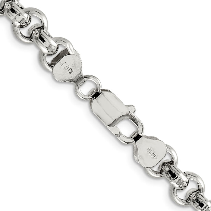 Order Stylish 7.75mm Semi-Solid Sterling Silver Rolo Link Chain - Luxury Value-3