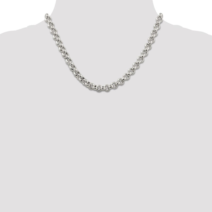Buy Stylish 7.75mm Semi-Solid Sterling Silver Rolo Link Chain - Luxury Value-4