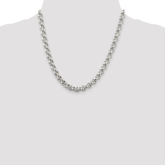 Order Stylish 7.75mm Semi-Solid Sterling Silver Rolo Link Chain - Luxury Value-4