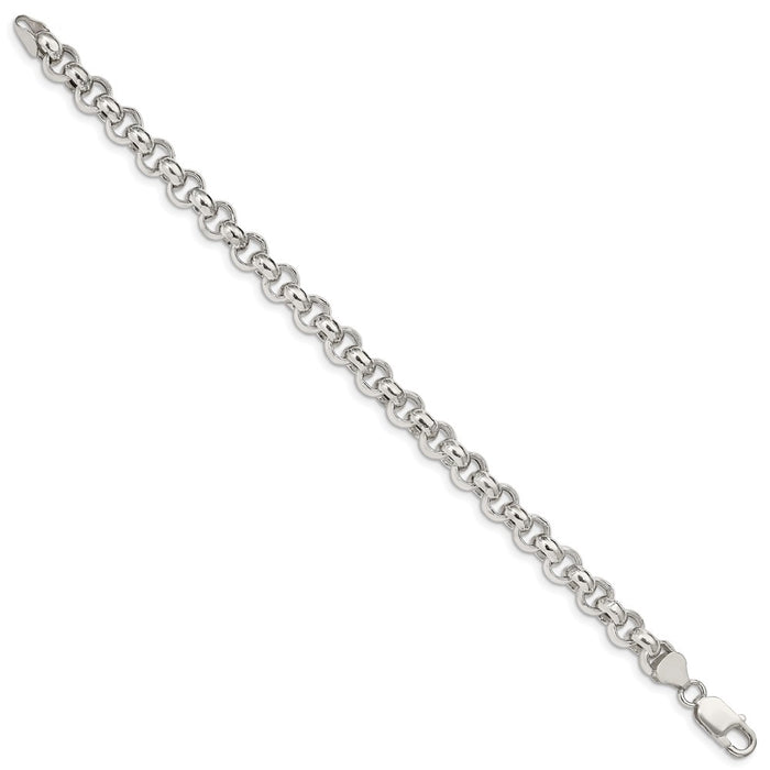 Exclusive Sterling Silver 7.75mm Semi-Solid Rolo Link Chain - Stylish Value!-2