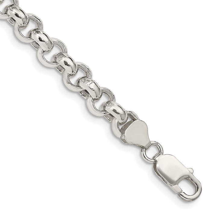 Buy Stylish 7.75mm Semi-Solid Rolo Link Chain in High-Quality Sterling Silver-1
