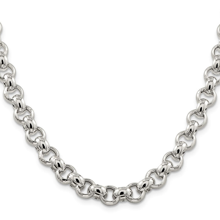 Buy Stylish 9.5mm Semi-Solid Rolo Link Chain in High-Quality Sterling Silver-2