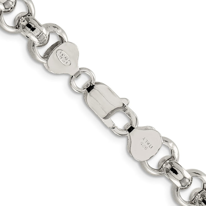 Buy Stylish 9.5mm Semi-Solid Rolo Link Chain in High-Quality Sterling Silver-3