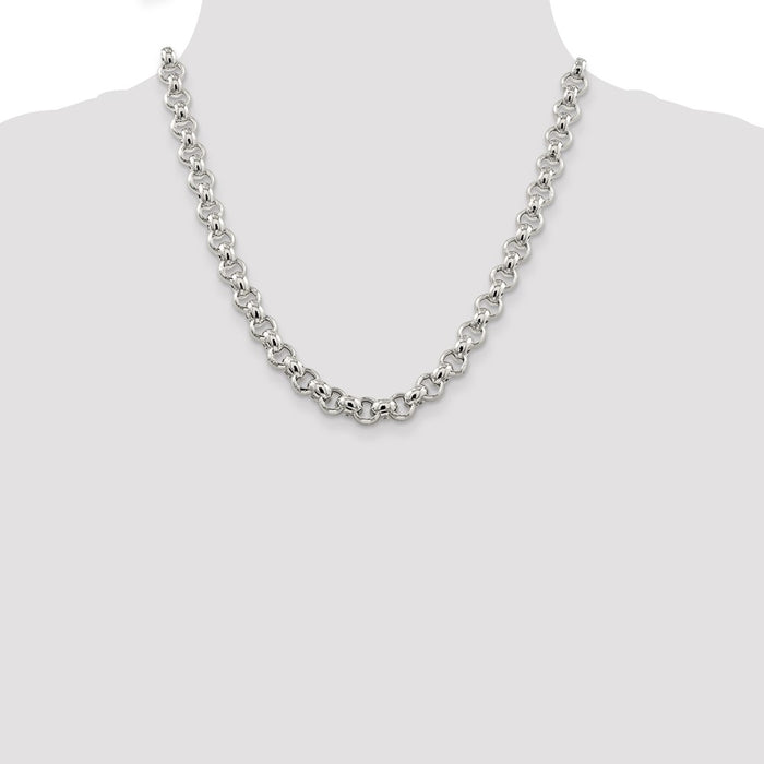 Buy Stylish 9.5mm Semi-Solid Rolo Link Chain in High-Quality Sterling Silver-4