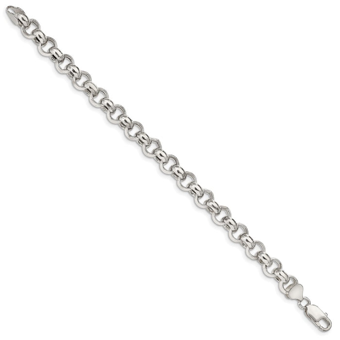 Buy Stylish 9.5mm Sterling Silver Semi-Solid Rolo Link Chain - Affordable Luxury-2