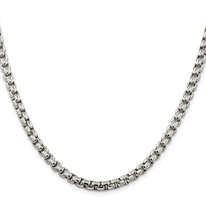 Buy 5.2mm Round Box Chain in Sterling Silver - Stylish, High-Quality Jewelry!-2