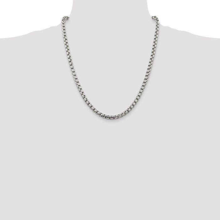 High-Quality 5.2mm Round Box Chain in Sterling Silver - Stylish & Affordable!-4