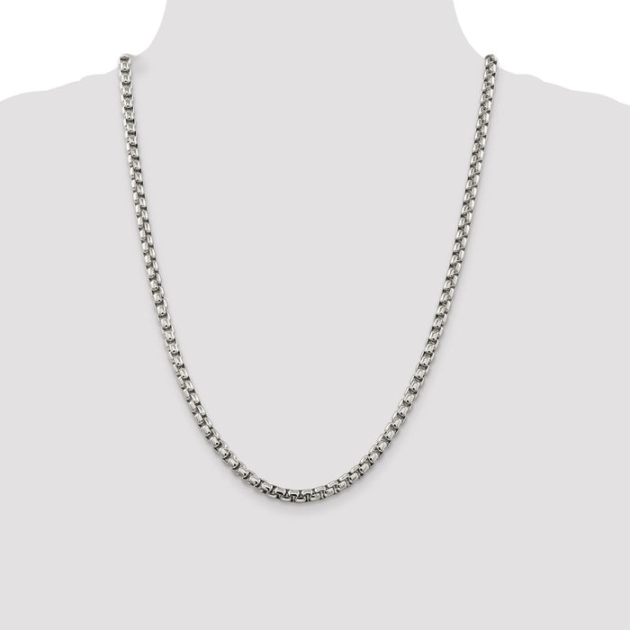 Buy Stylish 5.2mm Round Box Chain in Sterling Silver - Affordable Luxury Jewelry-4
