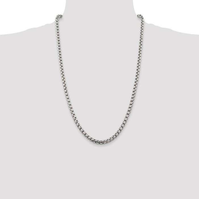 Buy Stylish 5.2mm Round Box Chain in Sterling Silver | Affordable Luxury Design-4