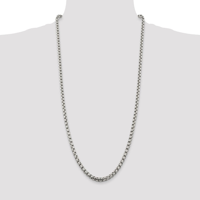 Buy 5.2mm Round Box Chain in Sterling Silver - Stylish, High-Quality Jewelry!-4