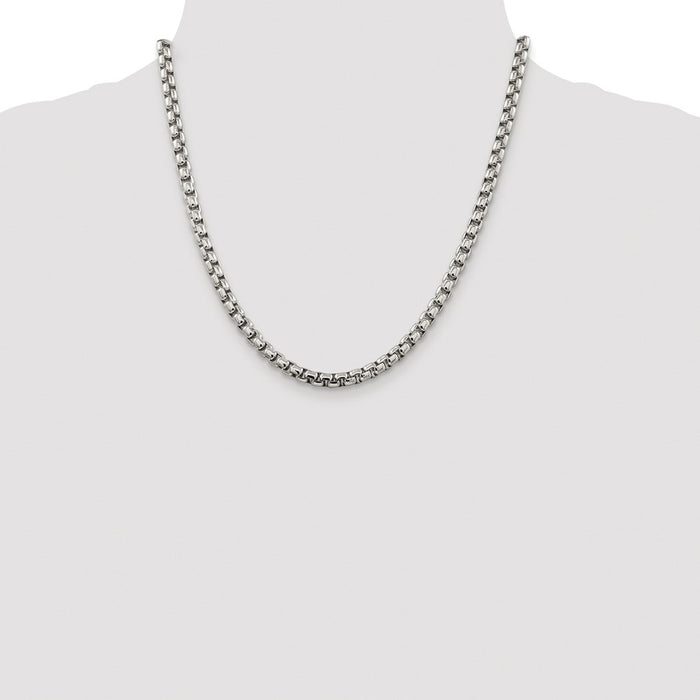 Buy Stylish Rhodium-Plated Sterling Silver 5.2mm Round Box Chain - Luxury Value!-4