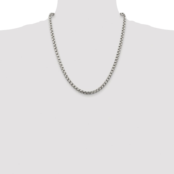 Buy Stylish 5.2mm Rhodium-Plated Sterling Silver Round Box Chain - Luxury Value!-4