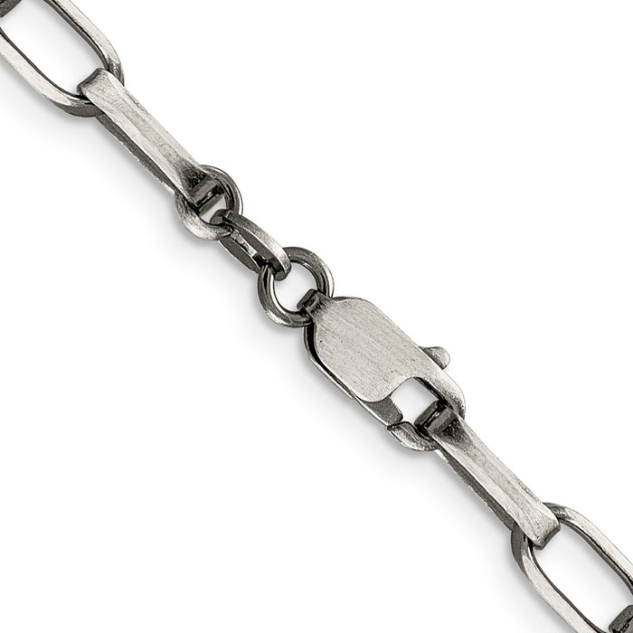 Buy Stylish Antiqued Sterling Silver 4.8mm Elongated Open Link Chain-3