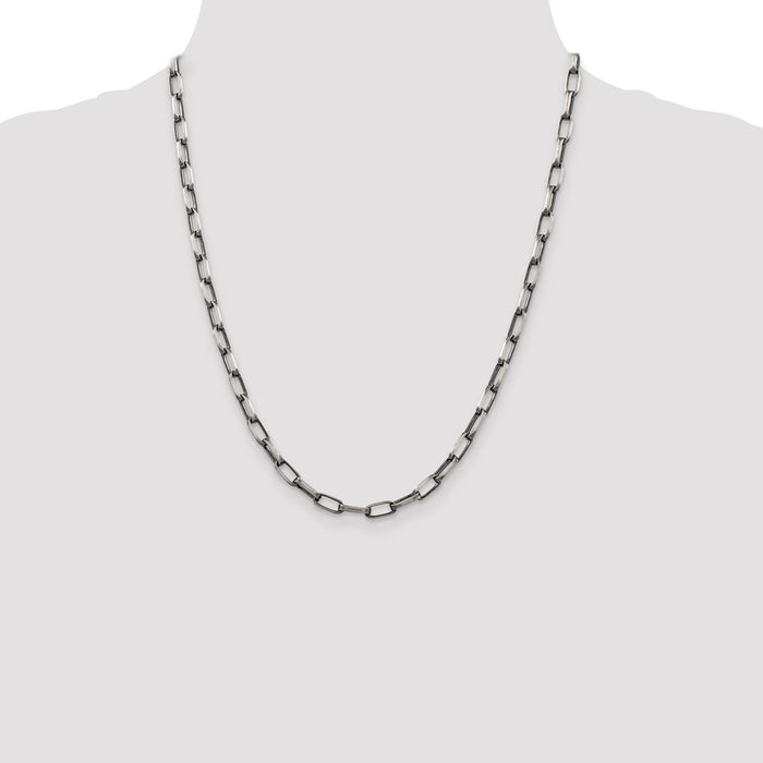 Buy Stylish Antiqued Sterling Silver 4.8mm Elongated Open Link Chain-4