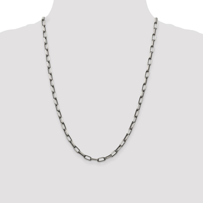 Buy Stylish Antiqued Sterling Silver 4.8mm Elongated Open Link Chain-4