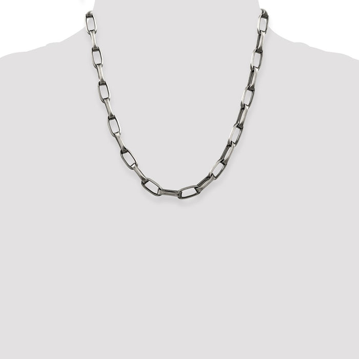 Buy Stylish Antiqued Sterling Silver 8mm Elongated Open Link Chain - Value!-4