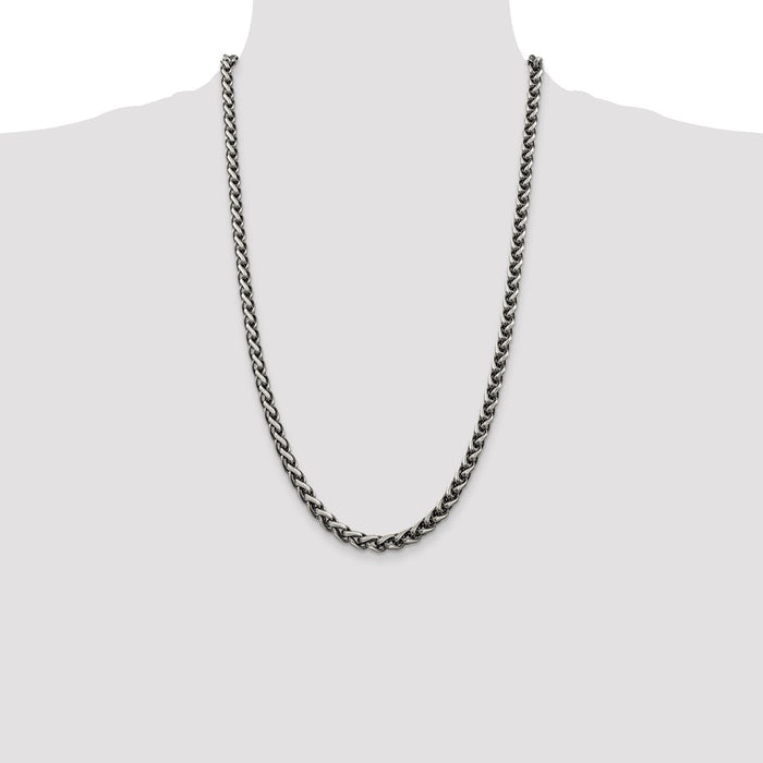 Buy Stylish Antiqued Sterling Silver 6mm Round Spiga Chain - Affordable Luxury-4
