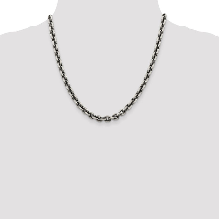 High-Quality Antiqued Sterling Silver 7.0mm Open Link Chain - Stylish Value!-4