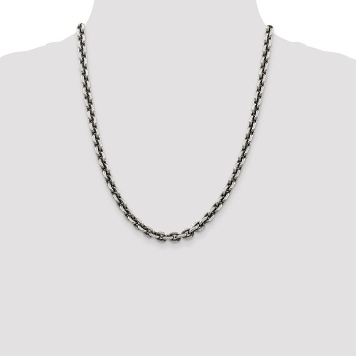 Buy Stylish Antiqued Sterling Silver 7.0mm Chain - Luxury Open Link Design-4