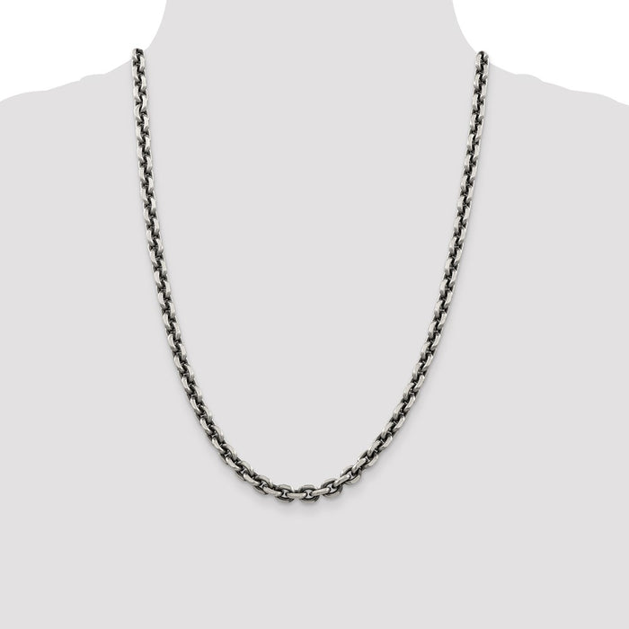 High-Quality Antiqued Sterling Silver 7.0mm Open Link Chain - Stylish Value!-3