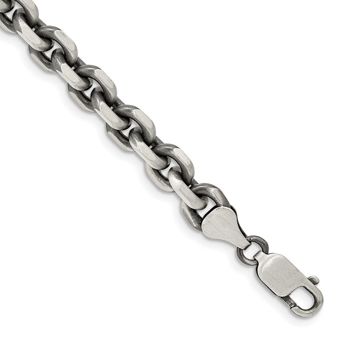 Buy Exclusive 7.0mm Antiqued Sterling Silver Elongated Open Link Chain-1