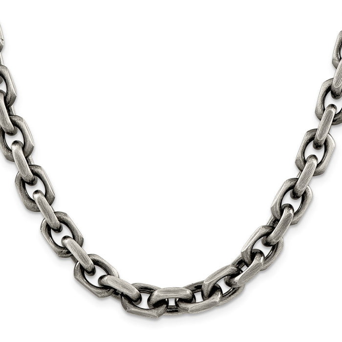 Buy Stylish 8.6mm Antiqued Sterling Silver Elongated Open Link Chain-2